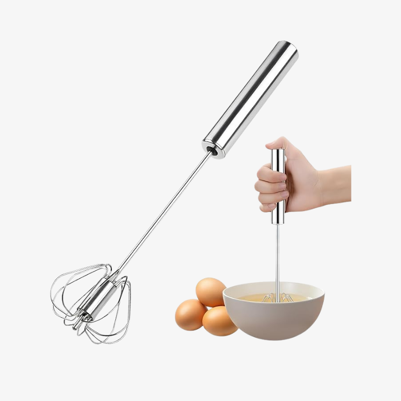 Premium Small Egg Blender | Hand Push Whisk (Pack Of 2) + Free Egg Separator