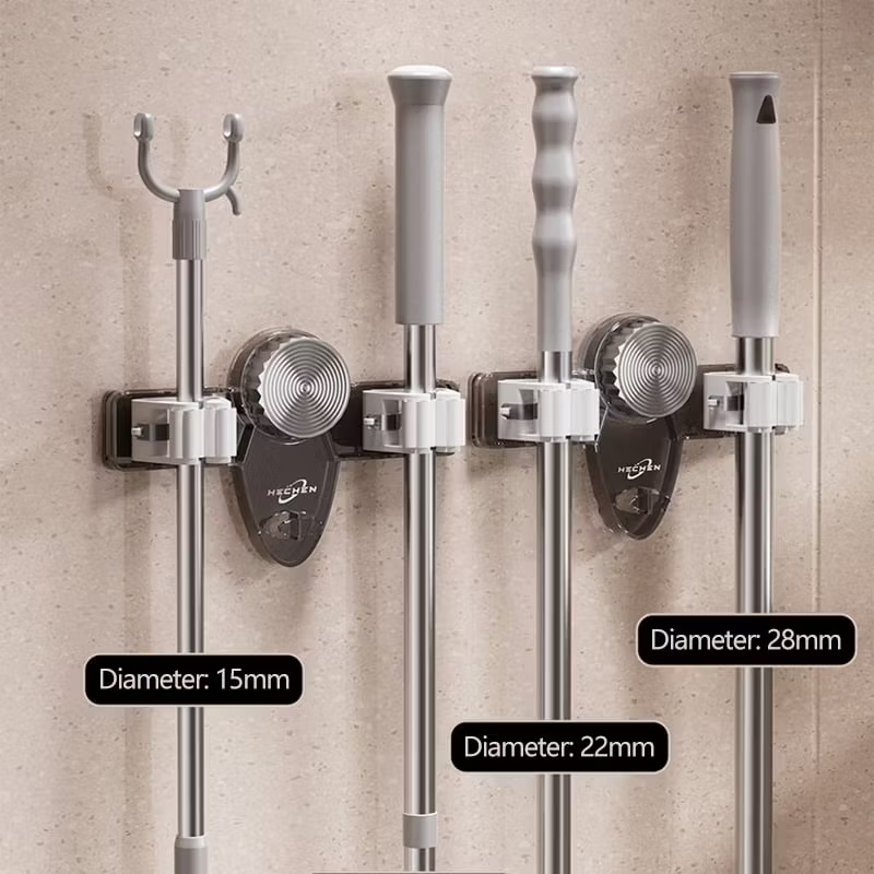 Wall Mounted Mop Holder, Mop Hook Storage, Broom Hanger (Pack of 2)