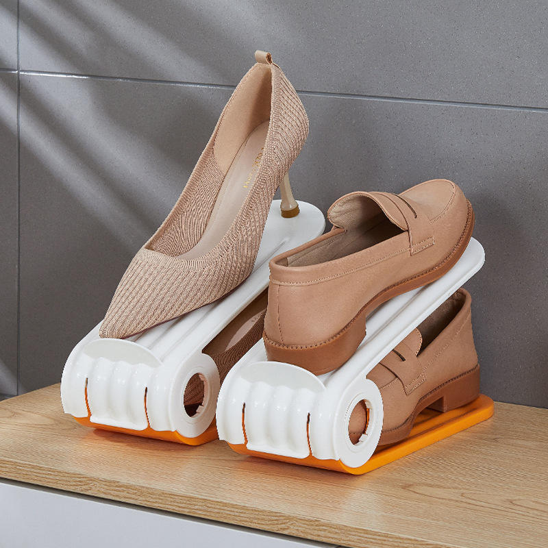 Adjustable Double Layer Plastic Shoe Slot Organizer | Installation Free Shoe Rack