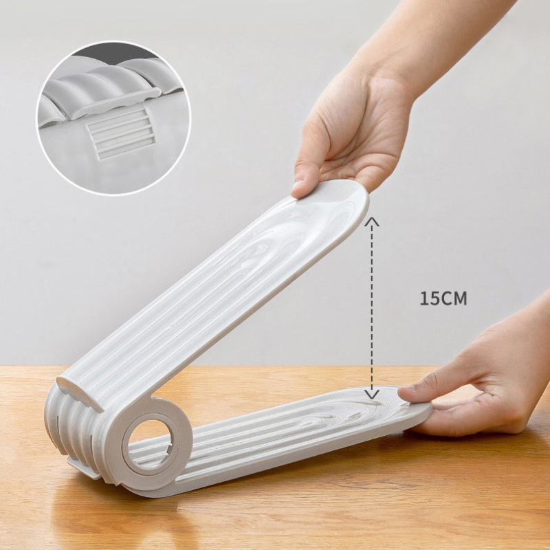 Adjustable Double Layer Plastic Shoe Slot Organizer | Installation Free Shoe Rack