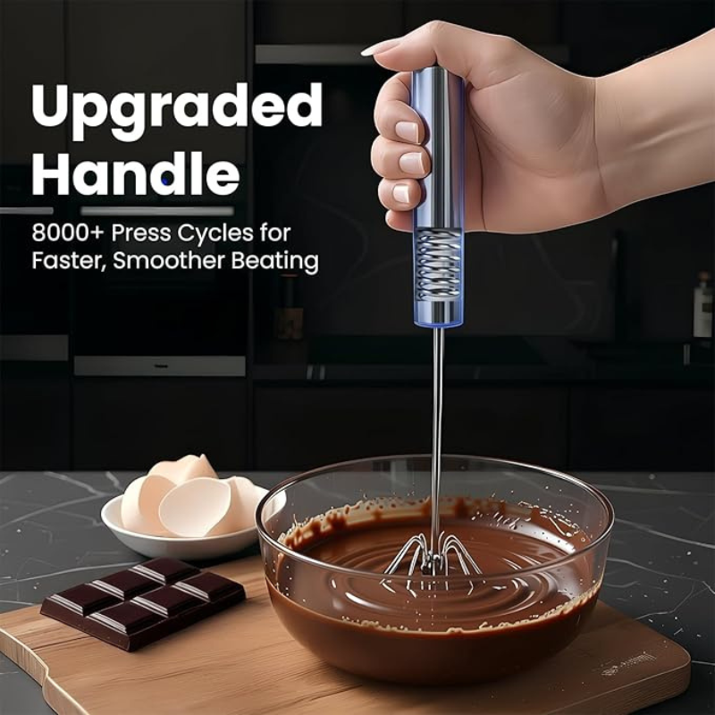 Premium Small Egg Blender | Hand Push Whisk (Pack Of 2) + Free Egg Separator