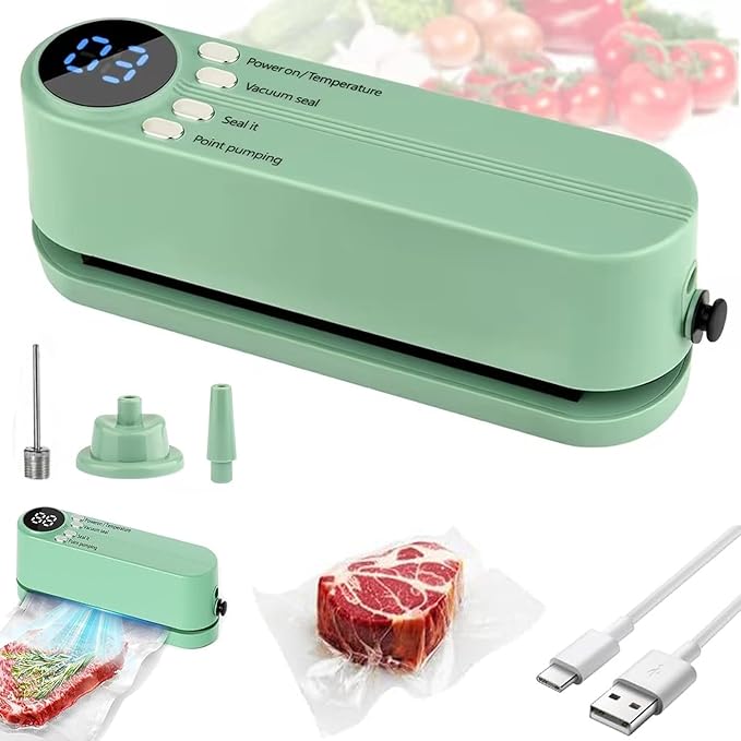 Mini Vacuum Sealer 3 in 1 Cordless Food Sealer for Dry/Moist Food Storage Portable Handheld