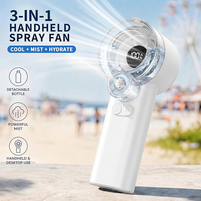 Misting Portable Handheld Fan |&nbsp; Rechargeable Battery | Cooling Fan for Travel