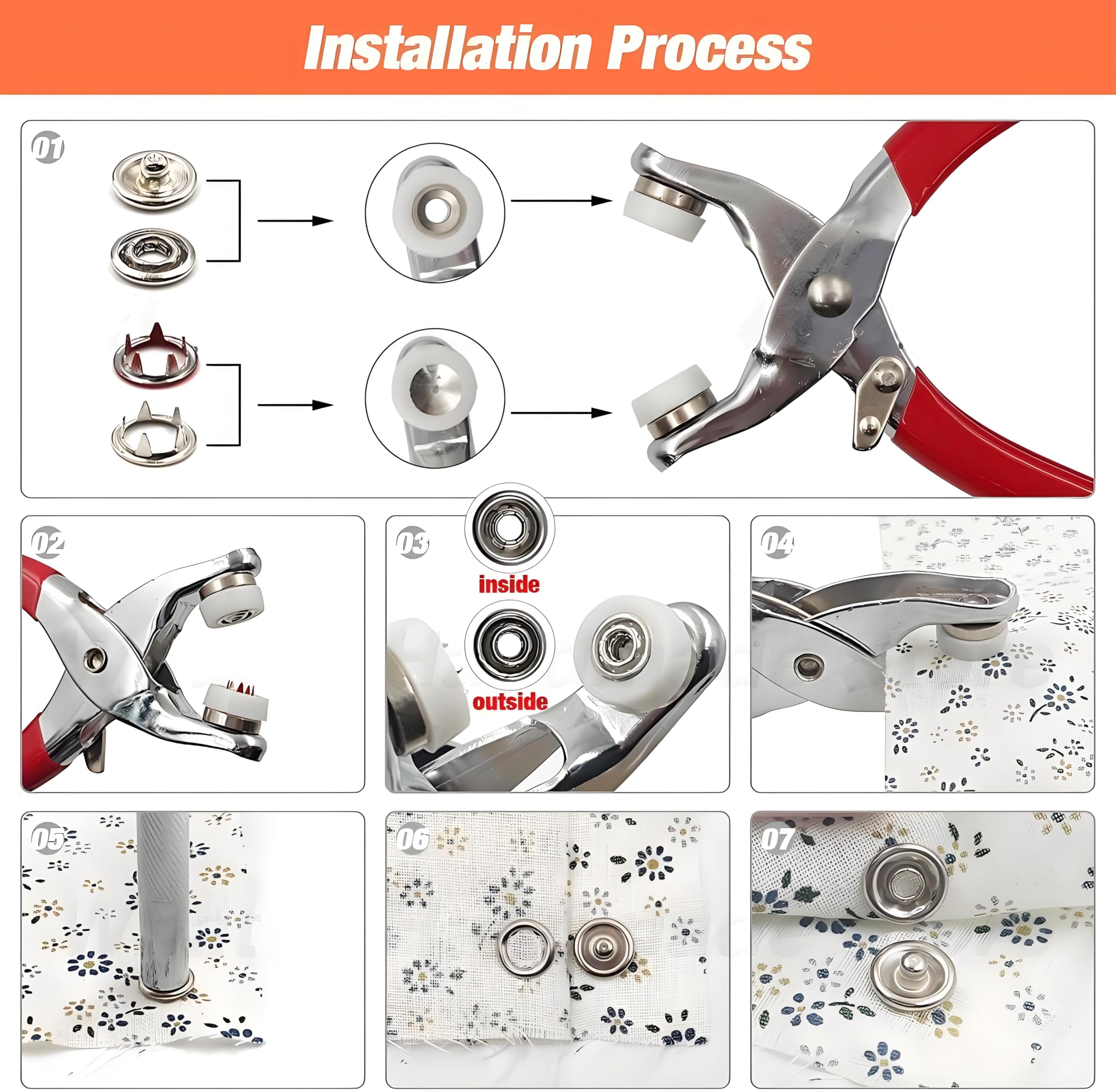 Five-claw Clip Stainless Steel Clamp Four-point Clip Clothing Button Baby Installation Tool