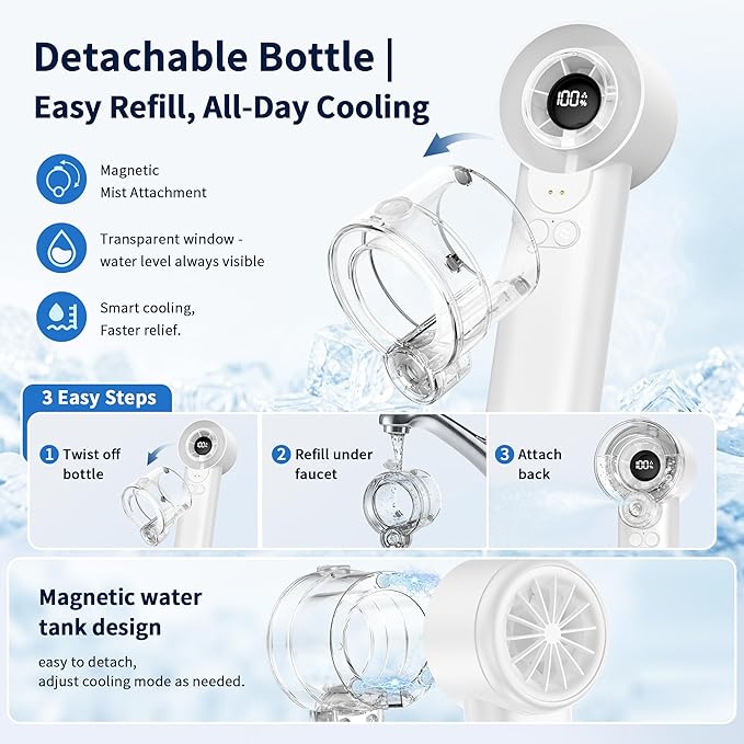 Misting Portable Handheld Fan |&nbsp; Rechargeable Battery | Cooling Fan for Travel