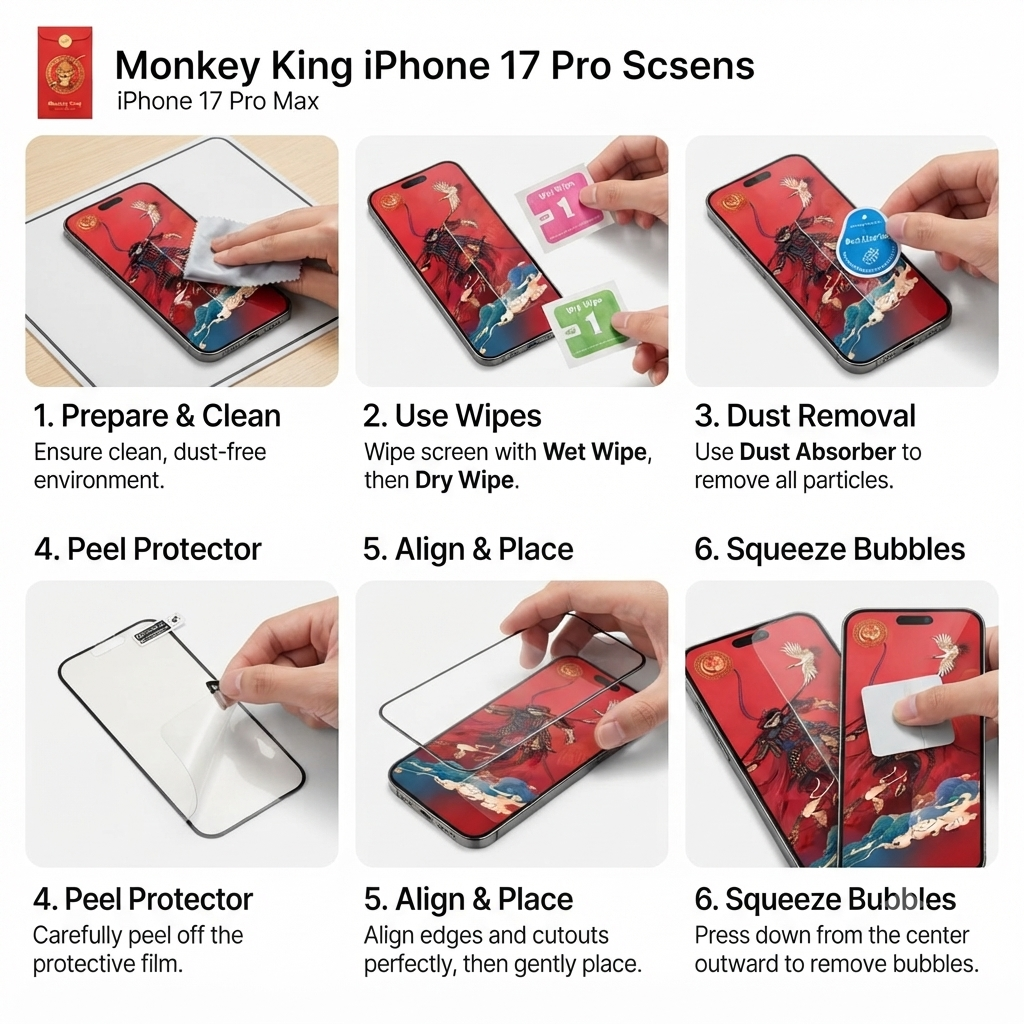 Monkey King Curve Edge HD Clear Tempered Glass For iPhone 17 Pro Max