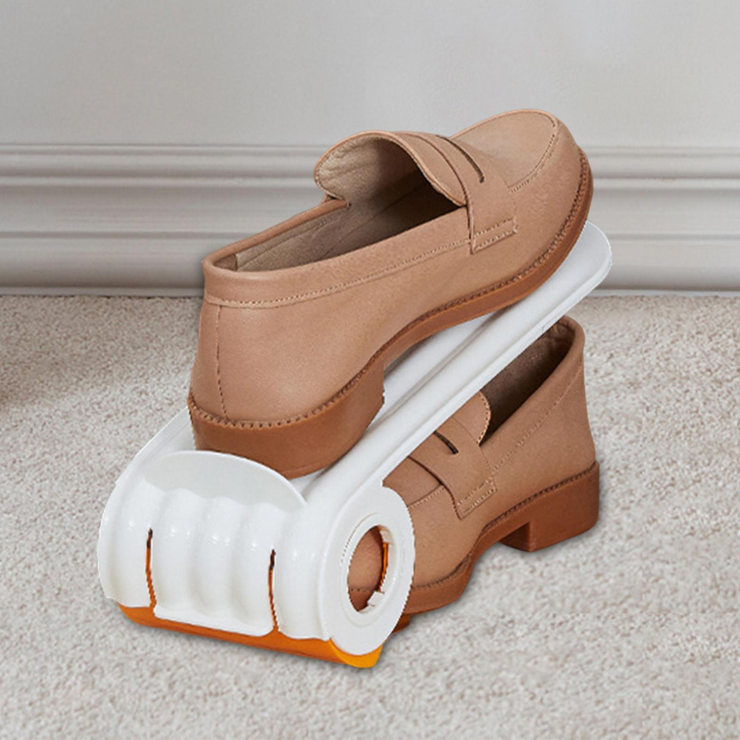 Adjustable Double Layer Plastic Shoe Slot Organizer | Installation Free Shoe Rack